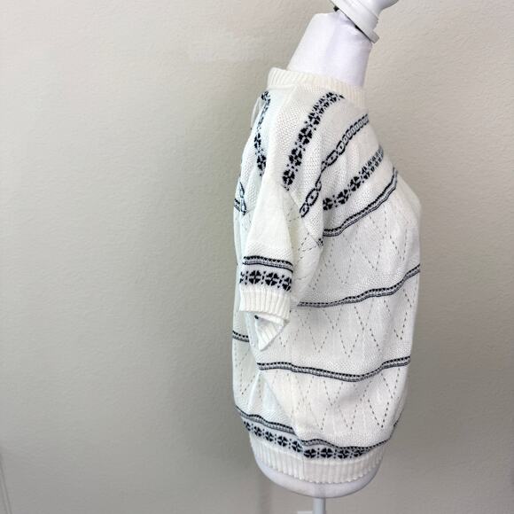 Billie Jo Womens Vintage Knit Sweater Measures S Pointelle Made In USA  Blue - Picture 3 of 6